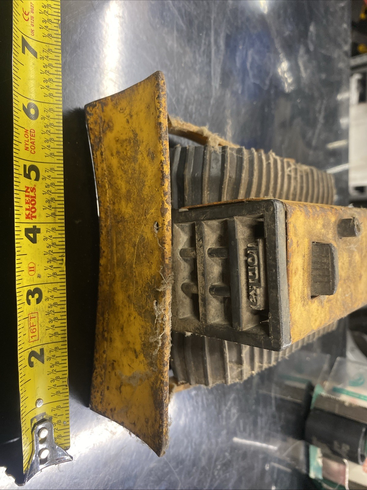 VINTAGE 1970s Pressed Steel TONKA T-6 Construction Bulldozer Yellow Toy Used