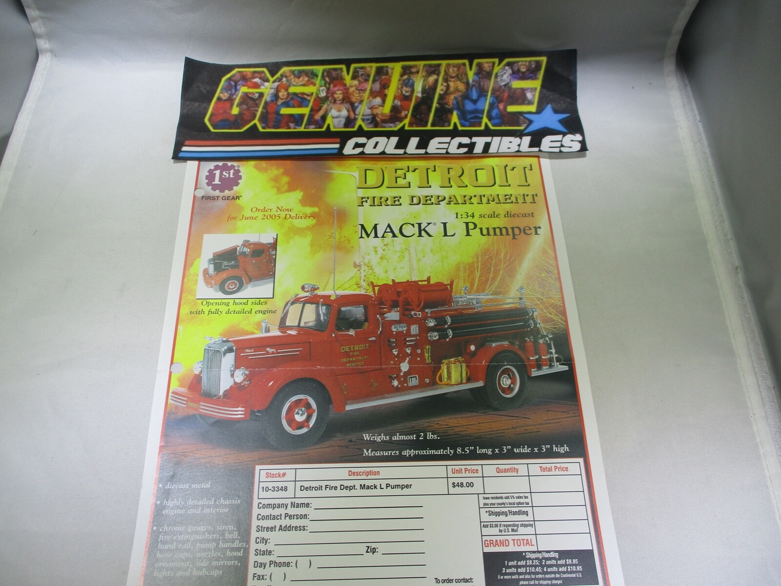 First Gear Color Order Forms DETROIT FIRE DEPT MACK « L » PUMPER 10-3348