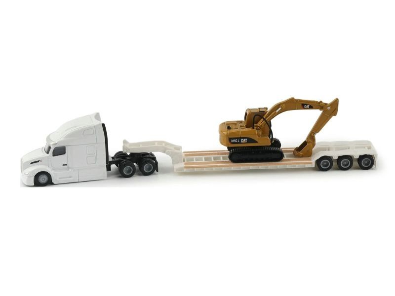 Peterbilt 579 w/ Trailer & CAT Excavator 1:87 Scale Model Diecast Masters 84423