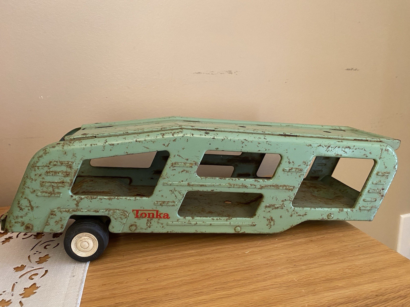 Vintage Tonka Toy Green Car Carrier Great For Restoration