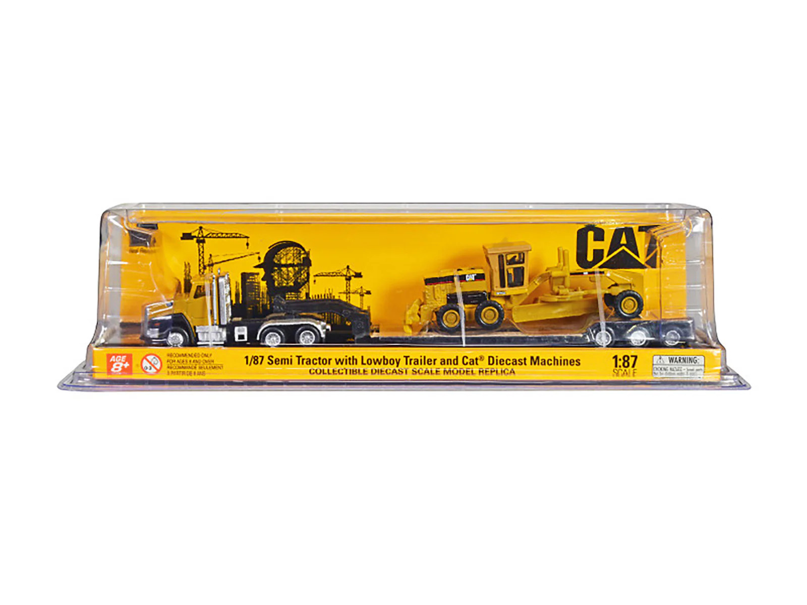 CAT Caterpillar CT660 Day Cab Tractor Yellow with Lowboy Trailer and CAT 163H M