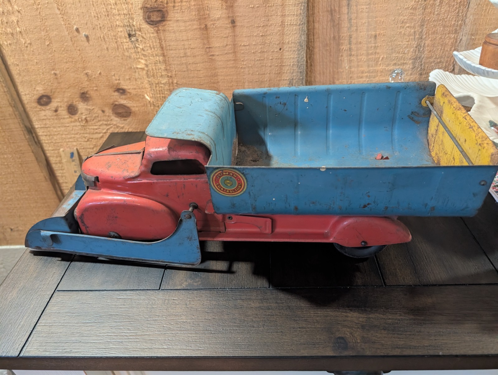 Vtg Marx Lumar Contractors Front Loader Shovel Dump Truck Pressed Steel 1940s