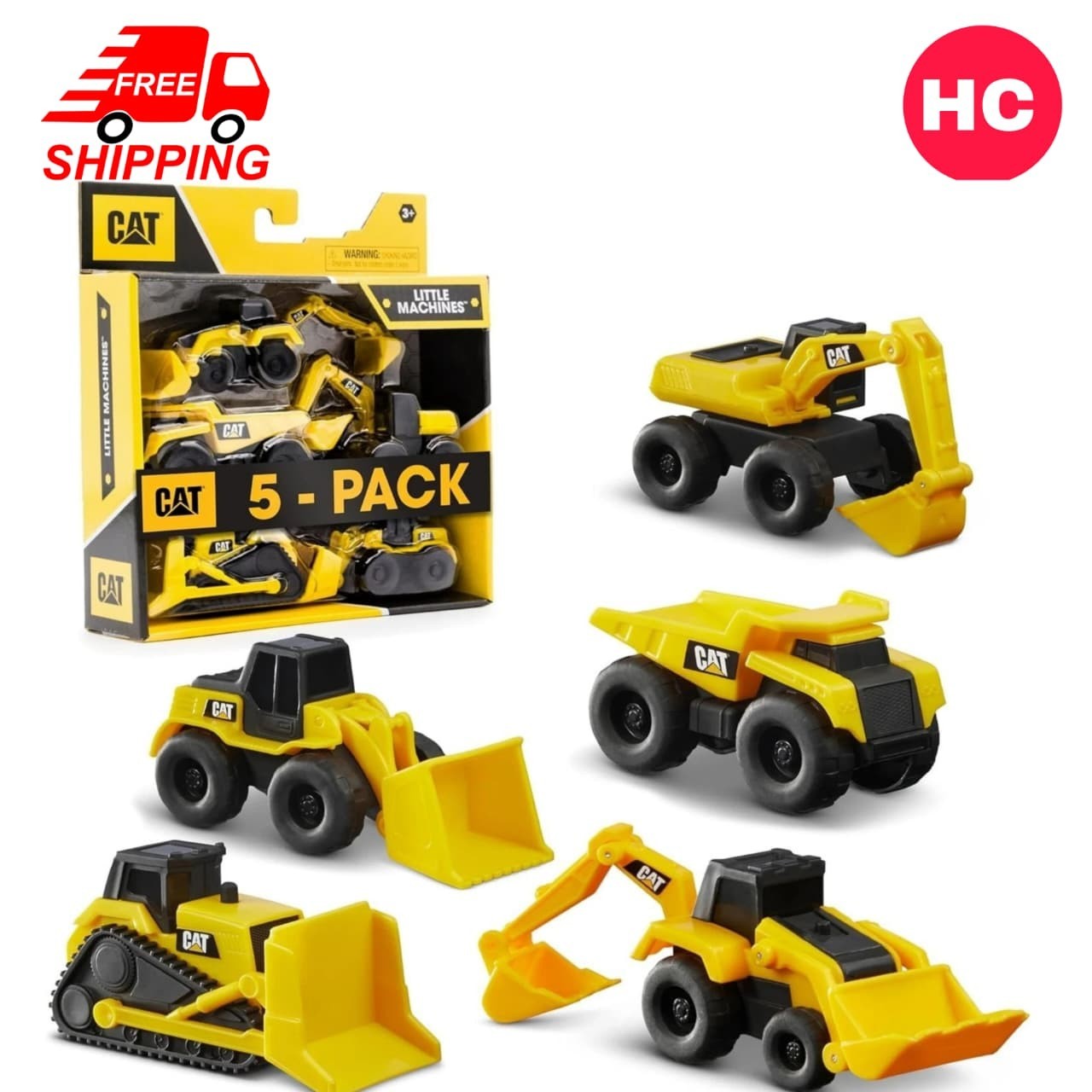 CAT Construction Little Machines 5 Pack Mini Toy Vehicles Cake Toppers Kids