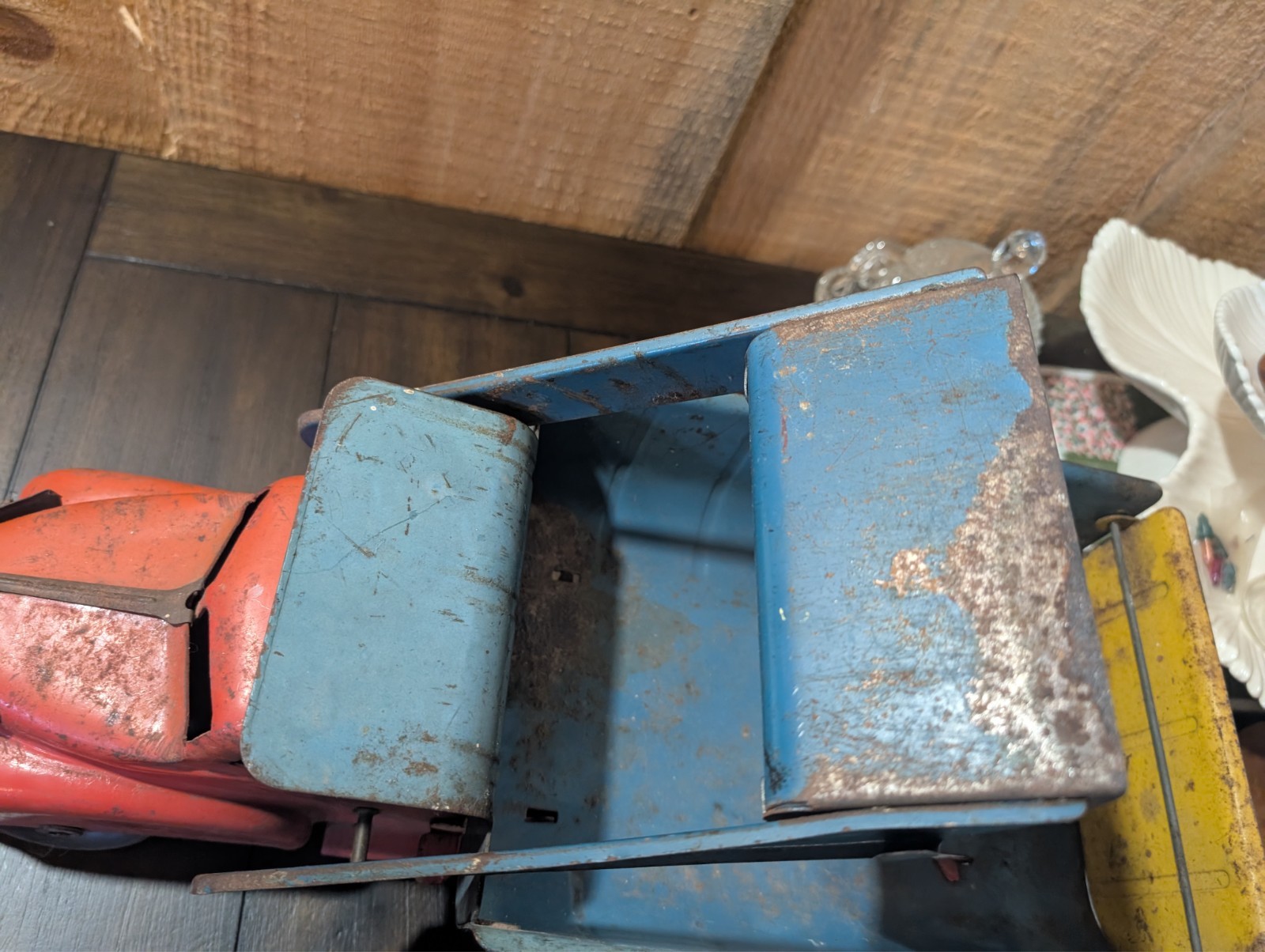 Vtg Marx Lumar Contractors Front Loader Shovel Dump Truck Pressed Steel 1940s