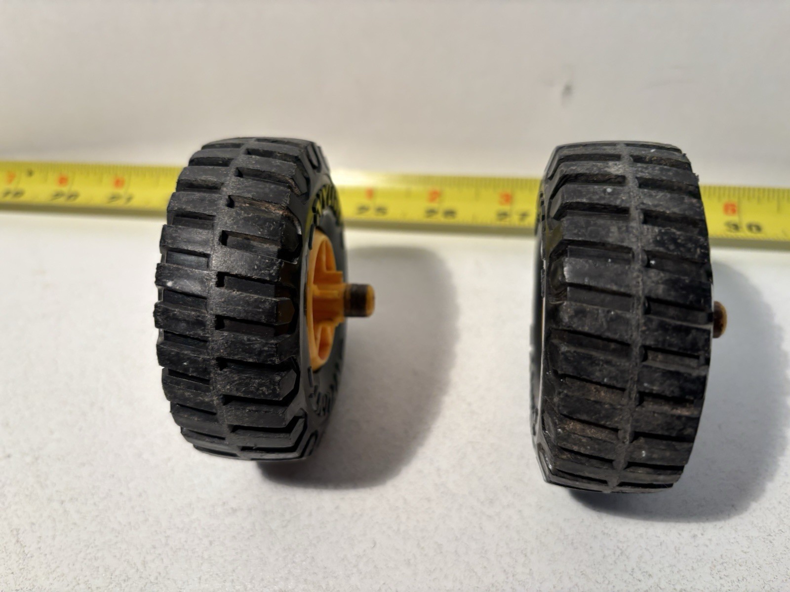 Vintage Nylint Wheels BLACK TIRES YELLOW RIM FOR MIGHTY DUMP,CRANE GRADER BRONCO