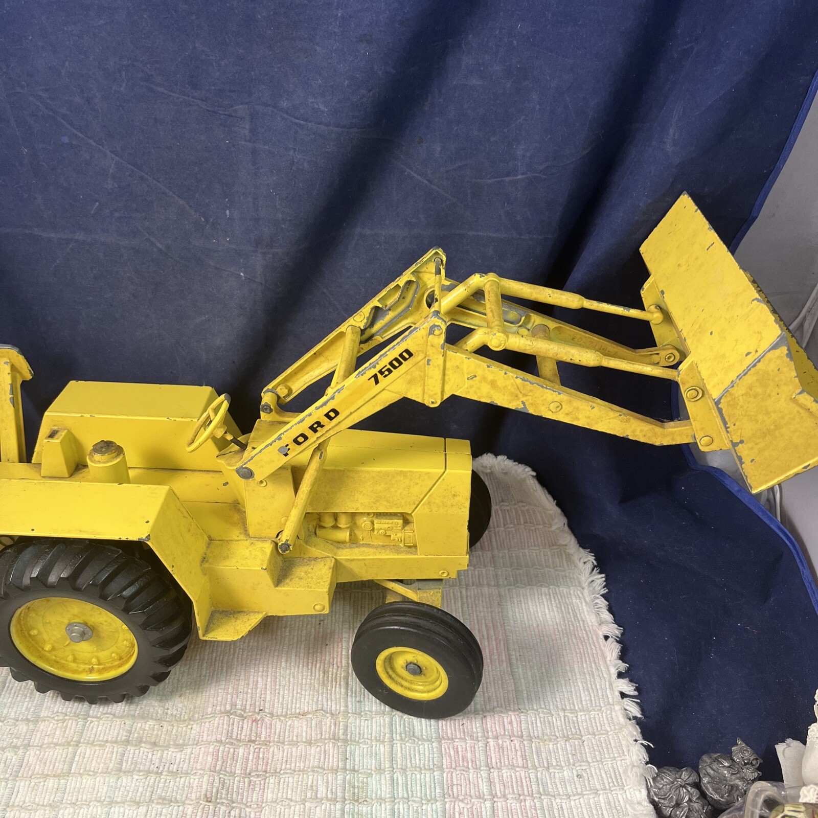 Vintage Ertl Ford 7500 Die-Cast Backhoe Front Loader Tractor – 1/12 Scale