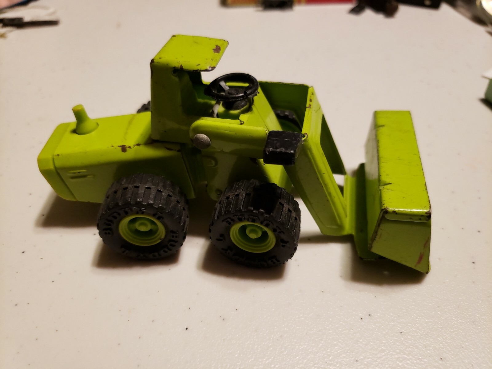 Vintage Green Metal Buddy L Construction Vehicle Front End Loader Toy 5.5&Prime;