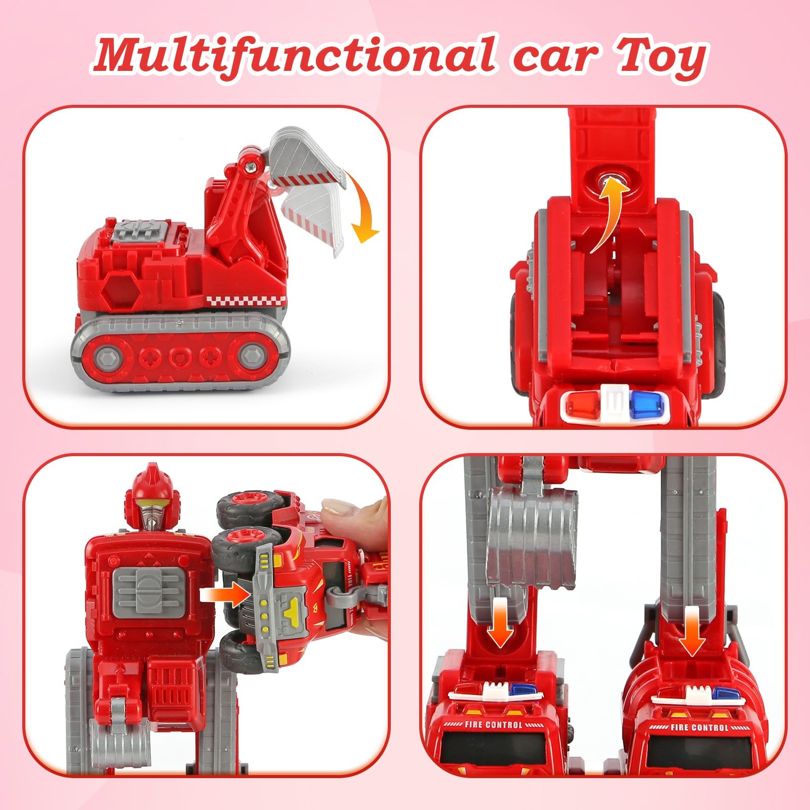 Toys for 3 4 5 6 Year Old Boys– 5-in-1 Detachable Construction Vehicles Set–T…