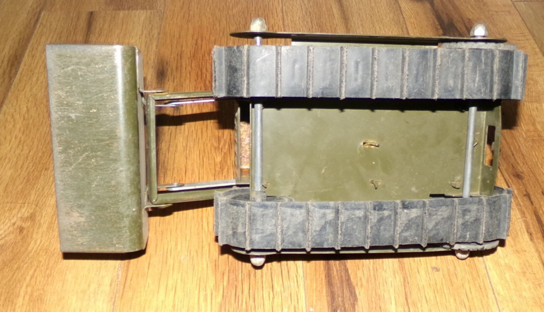 Vintage 1960s Structo Green U.S. Army Engineers Bulldozer Pressed Steel Toy Rare