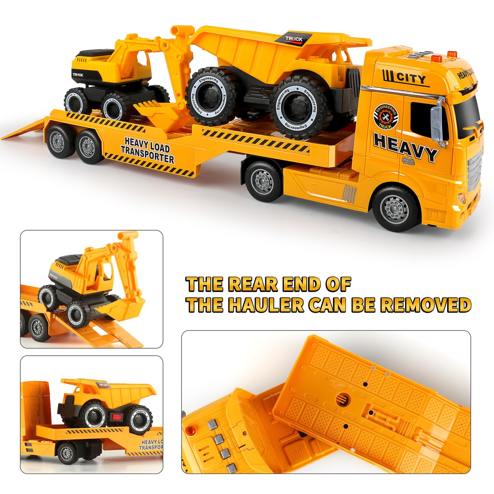 Dwi Dowellin Construction Carrier Truck 25.59 x 4.33 x 6.69 inches, Yellow