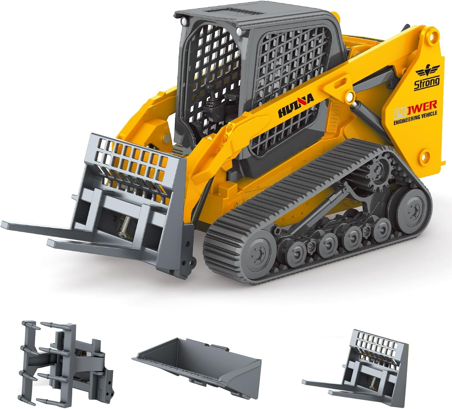 Construction Truck Toy 3 in 1 Skid Steer Loader with Metal Forklift Grab Shovel