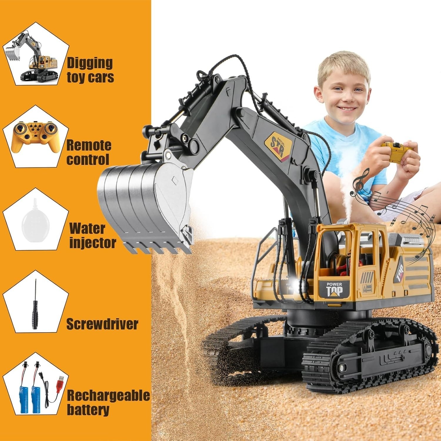 Construction Excavator Toy – Kids Toy Engineering Digger Truck, Remote Contro