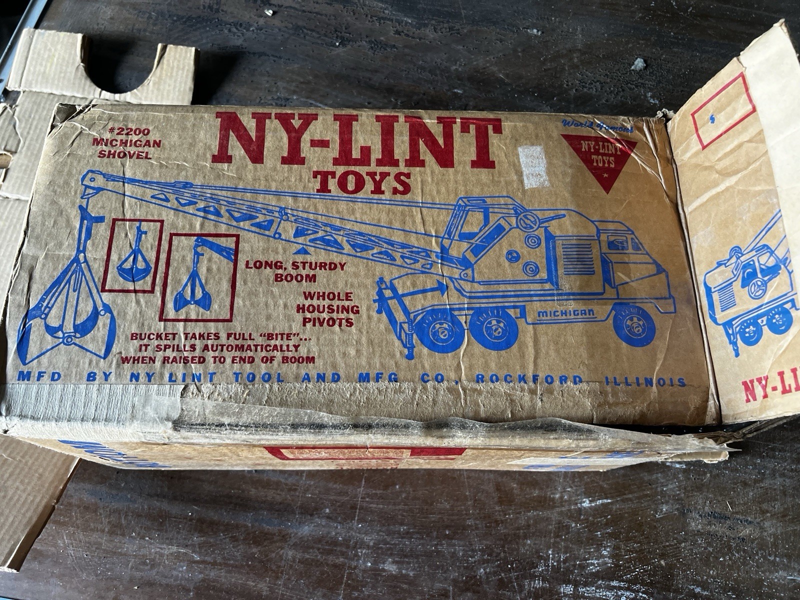 Nylint Michigan T-24 Ver. 1 VINTAGE 1955 Clark Crane Model Steel No 2200 w Box