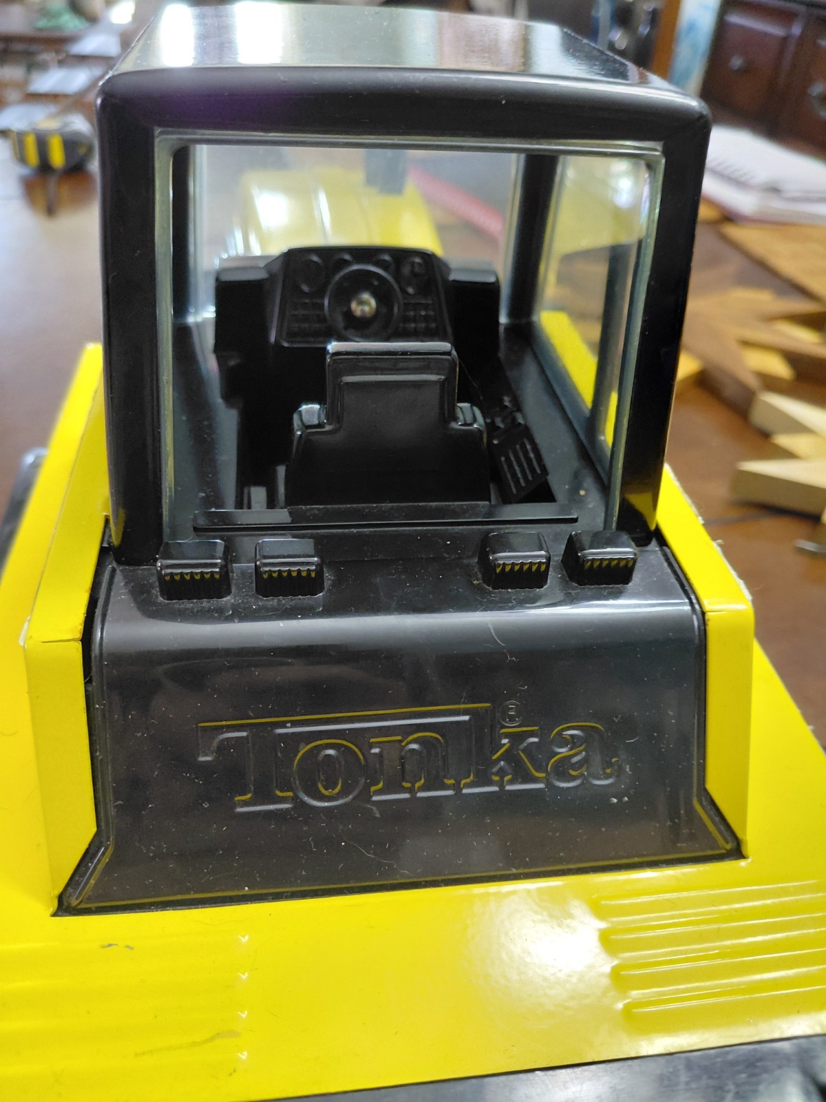 Vintage 1999 Tonka 738 Black And Yellow Bulldozer Metal And Plastic