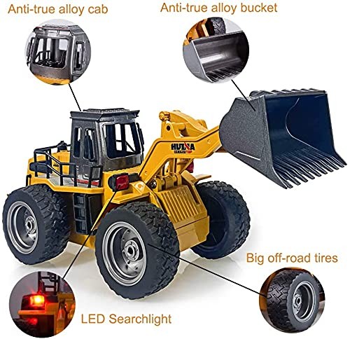 Remote Control Bulldozer Truck, 1/18 Scale RC Metal Rc Front Loader 4WD Const…