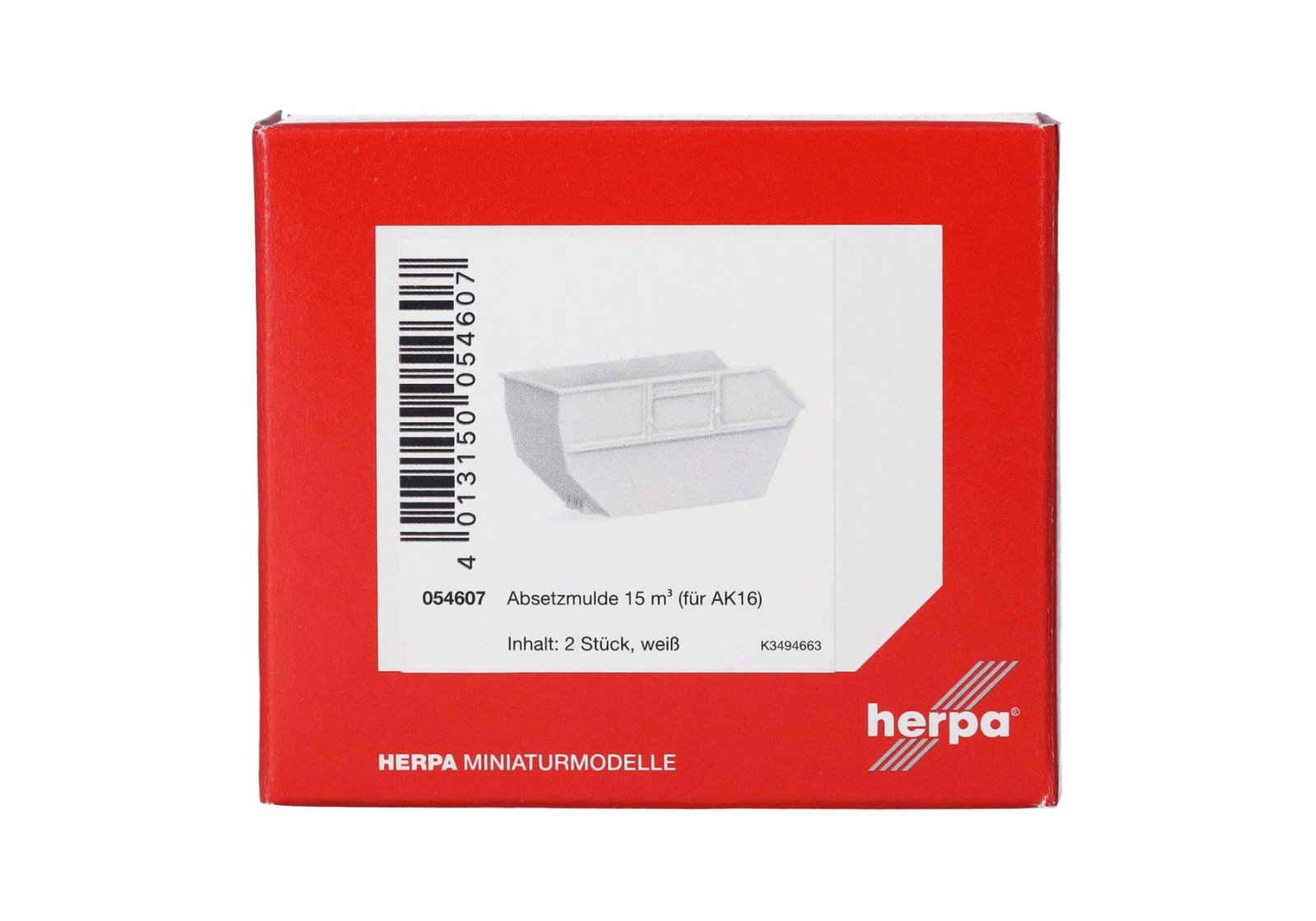HERPA,2 Waste containers 15m3 White, 1/87, HER054607