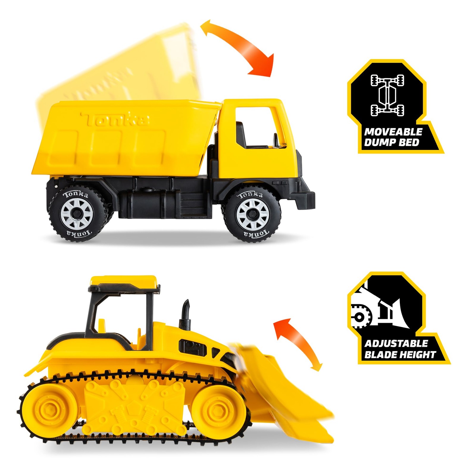 – Steel Classics Giga Series – Dump Truck & Bulldozer, 2-Pack