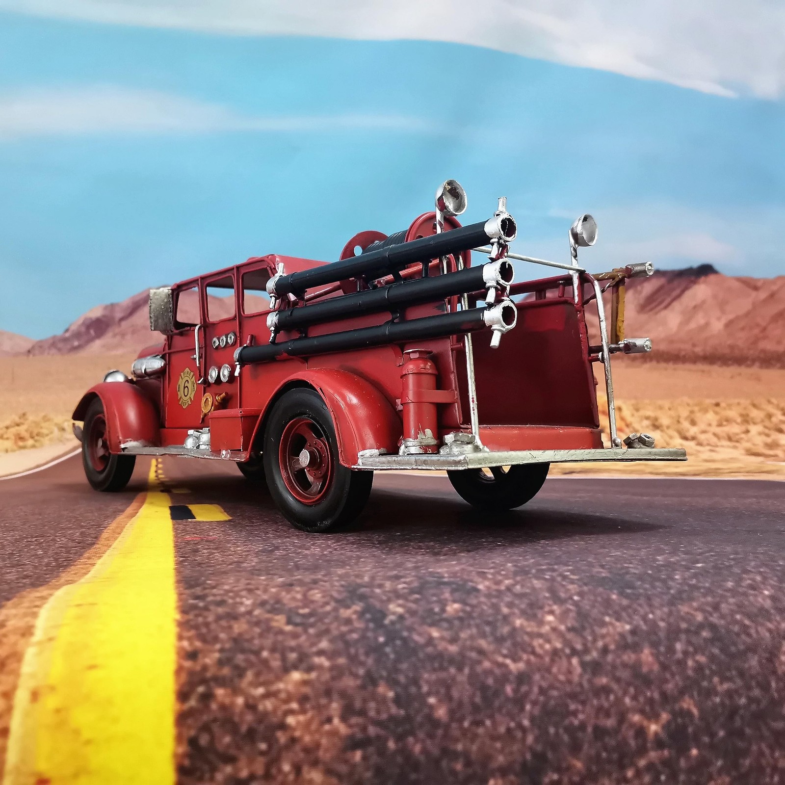 Truck Model Retro Fire Diecast Metal Miniature Vehicles Large Fire Fighting T…