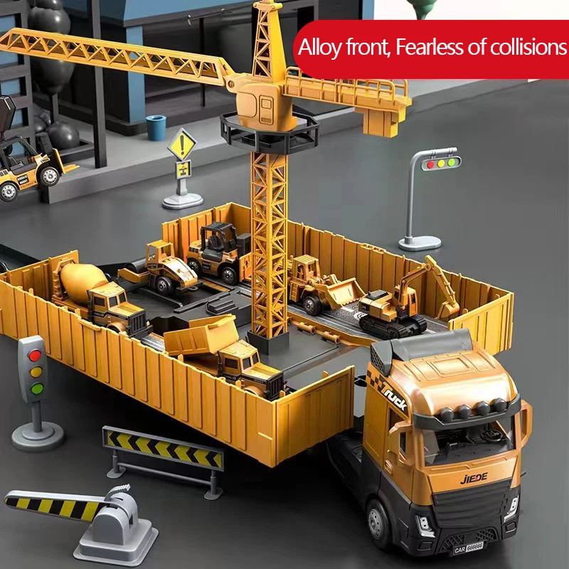 Alloy Bulldozer Tower Crane Truck Excavator Toys Set Vehicles Construction
