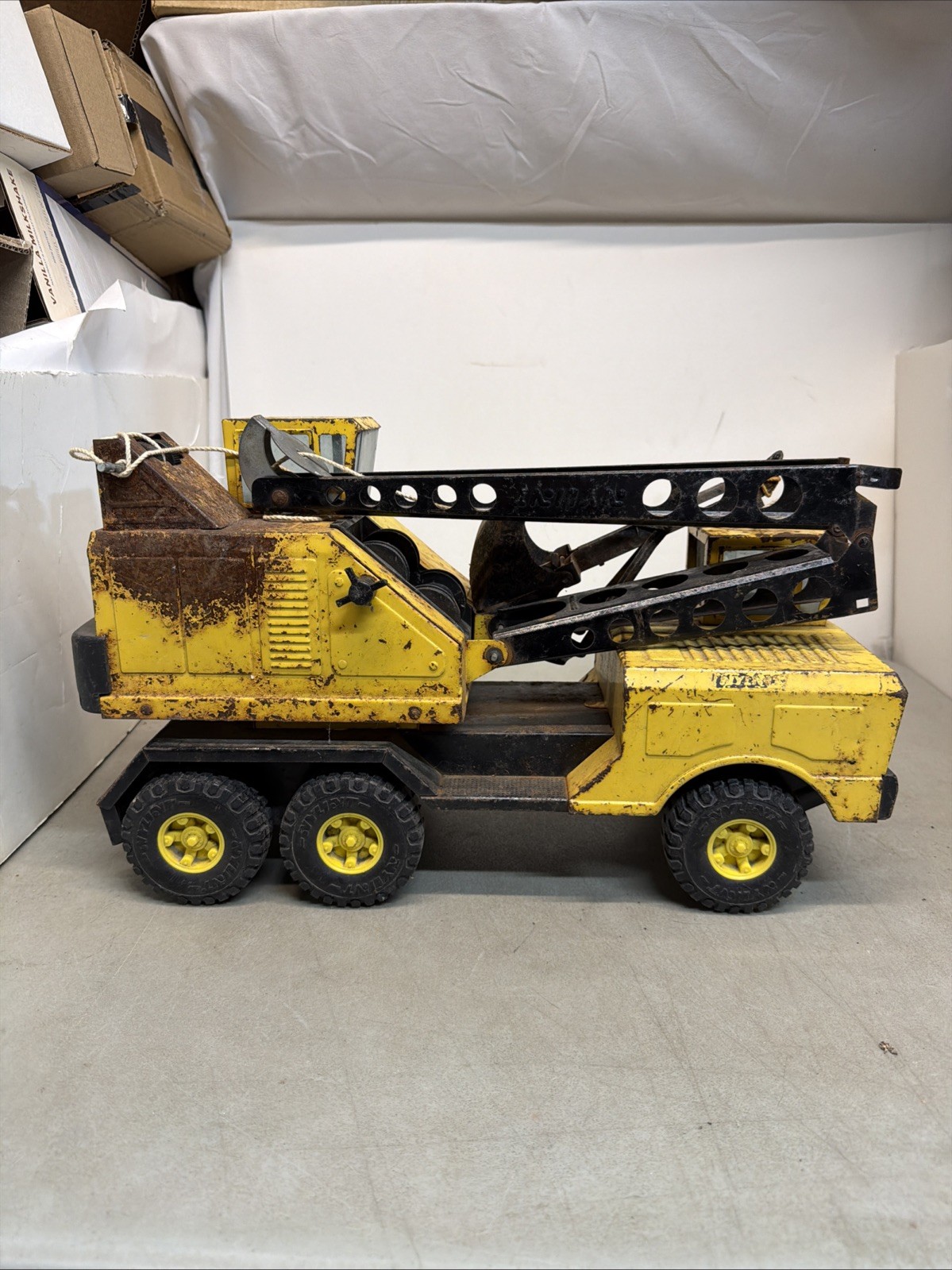 Vintage 1960s NY-LINT Toy Truck Michigan Equipment Crane Metal Pressed Steel