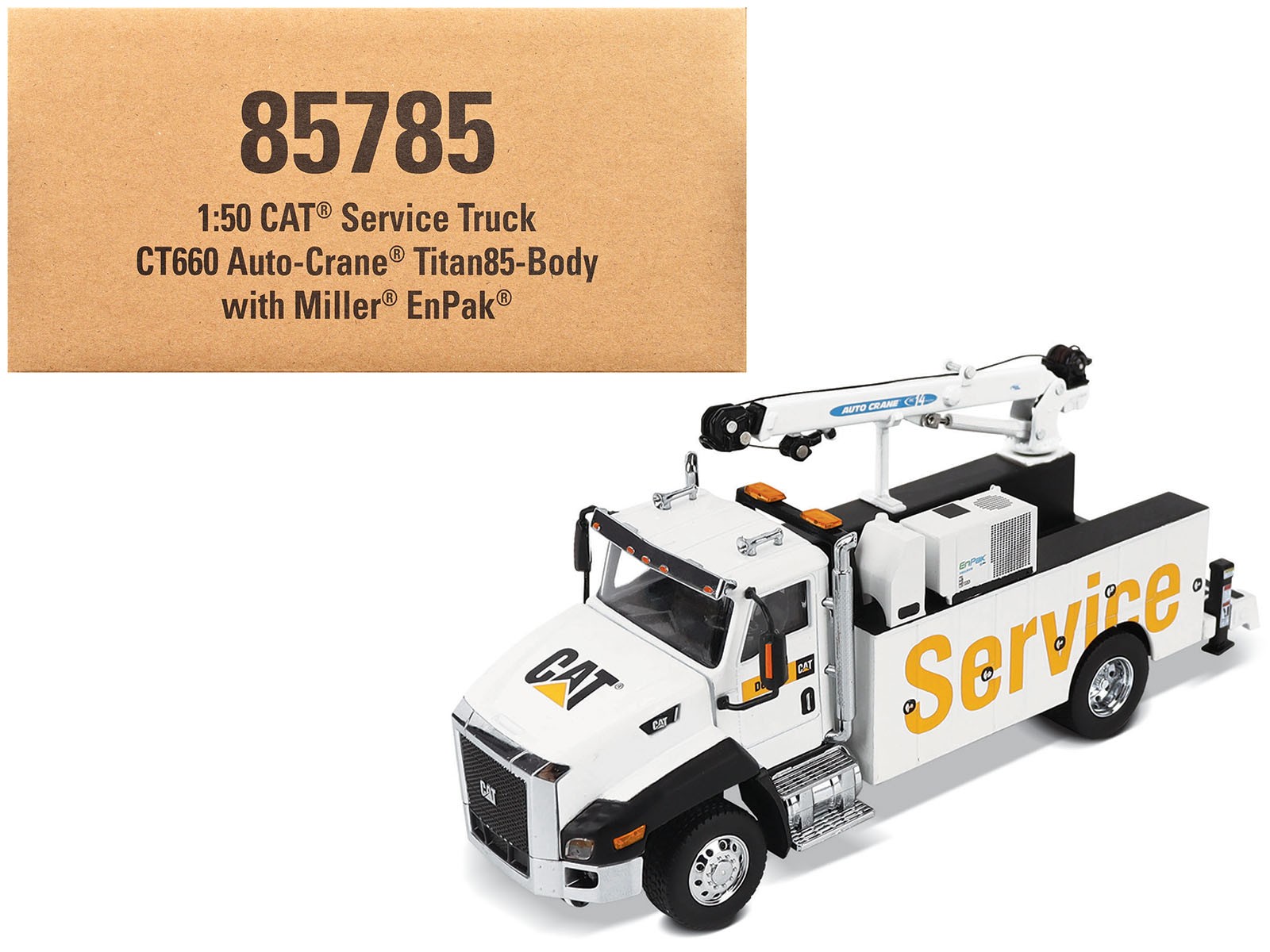 CAT Caterpillar CT660 Auto Crane Titan 85 Truck with Miller EnPak White 1/50
