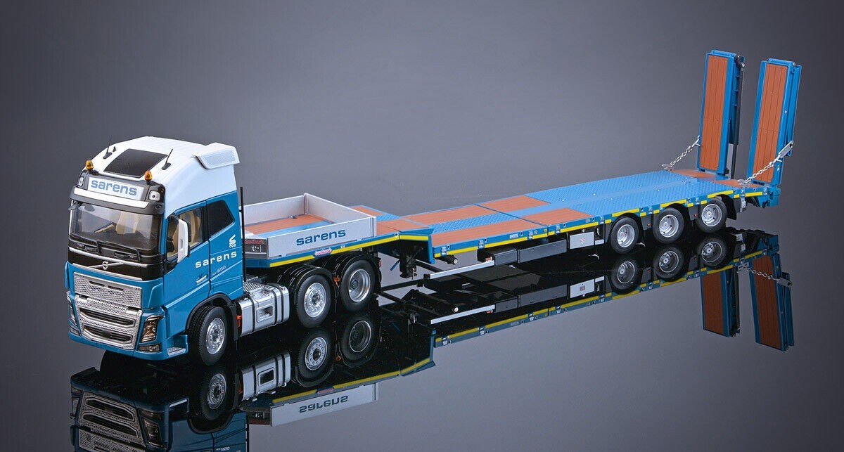 Large 1/32 scale SARENS Volvo FH16 6×2 Truck and Nooteboom Lowboy Trailer, MIB