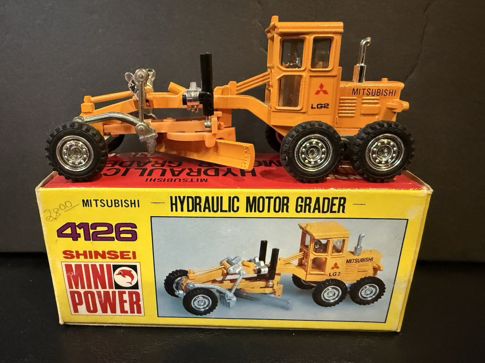 1978 Shinsei 4126 Mini Power w/ Box 1:68 Mitsubishi Hydraulic Motor Grader No 26