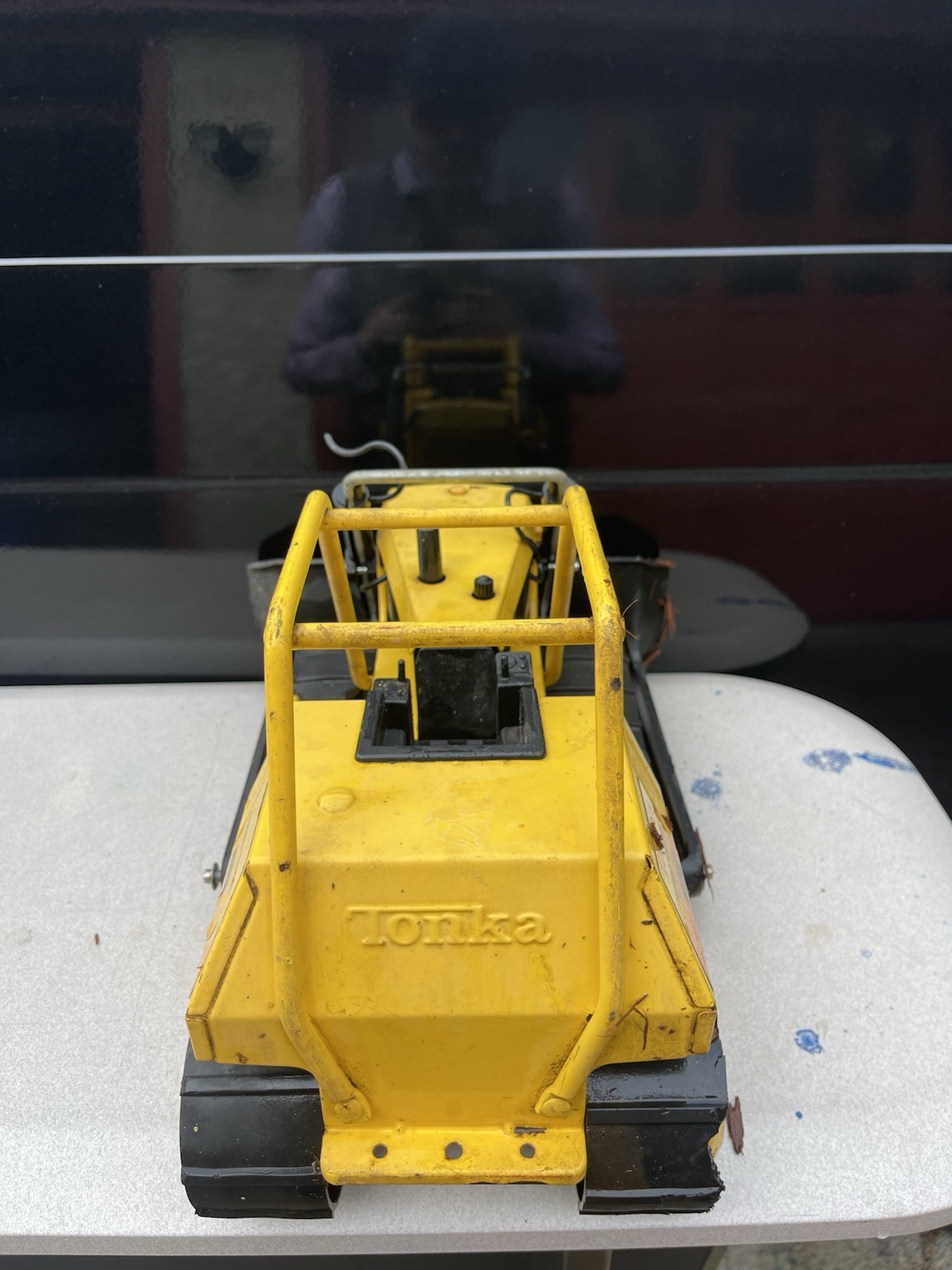 Tonka Turbo-Diesel Yellow/Black Metal Diecast Tracked Dozer w/ Front Blade
