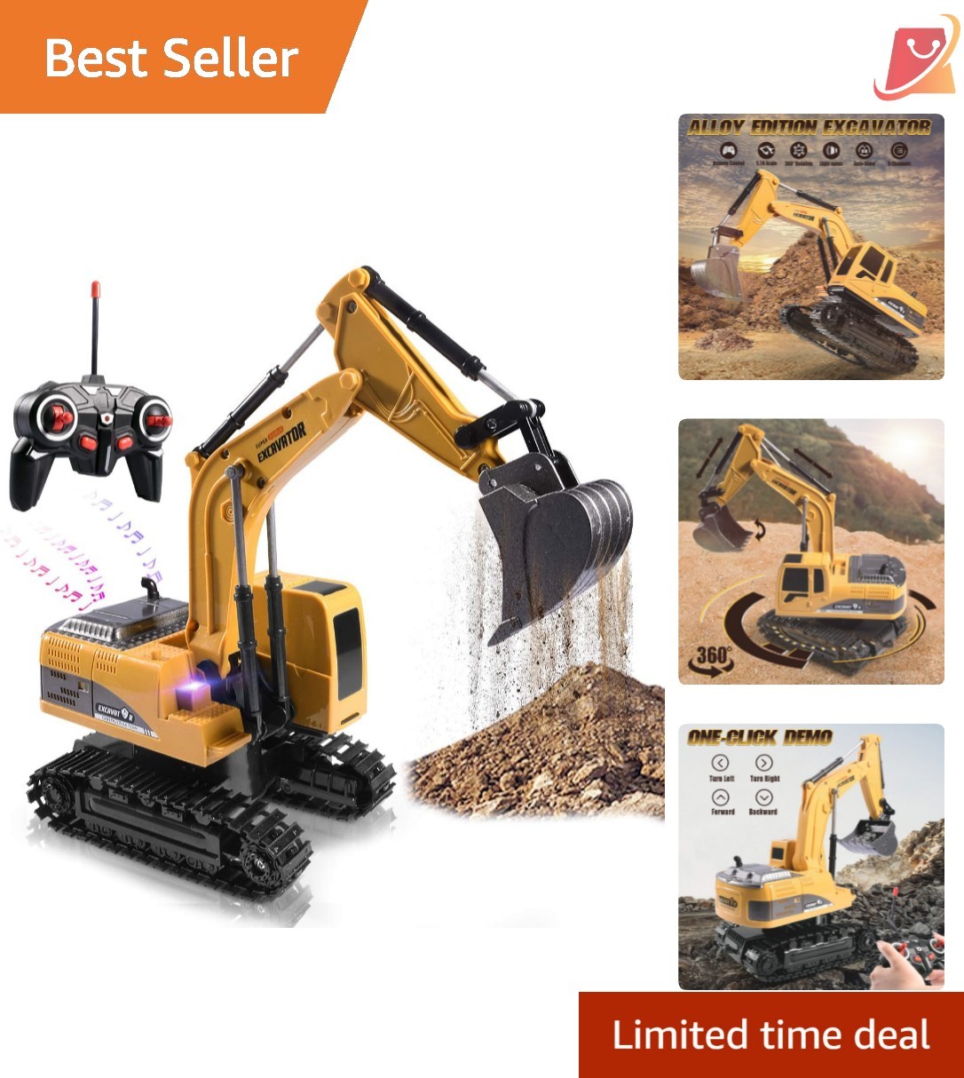 Construction Excavator Toy Kids RC Digger Truck Rechargeable Sand Play Gift
