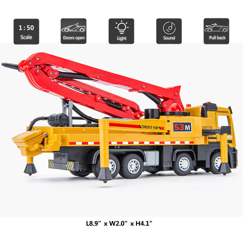 1:50 Concrete Pump Truck Toy Construction Equipment Model Diecast Toy Vehicle