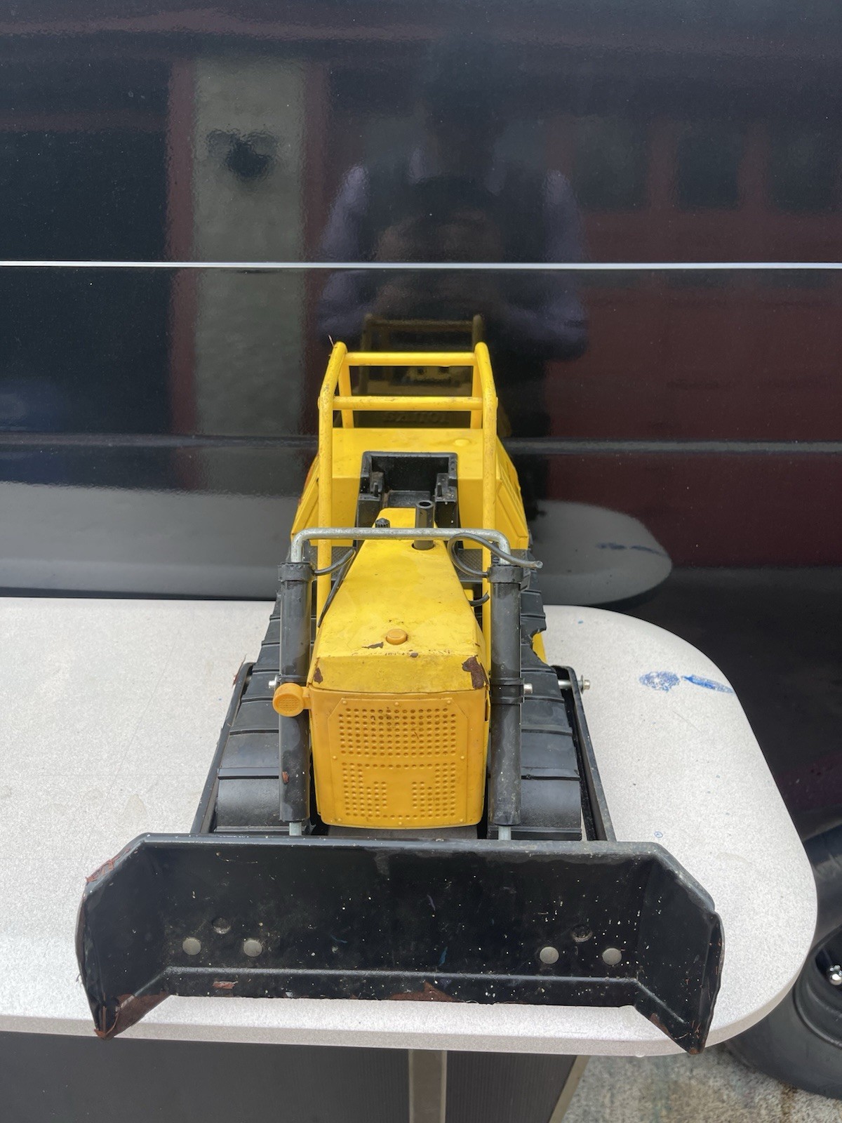Tonka Turbo-Diesel Yellow/Black Metal Diecast Tracked Dozer w/ Front Blade