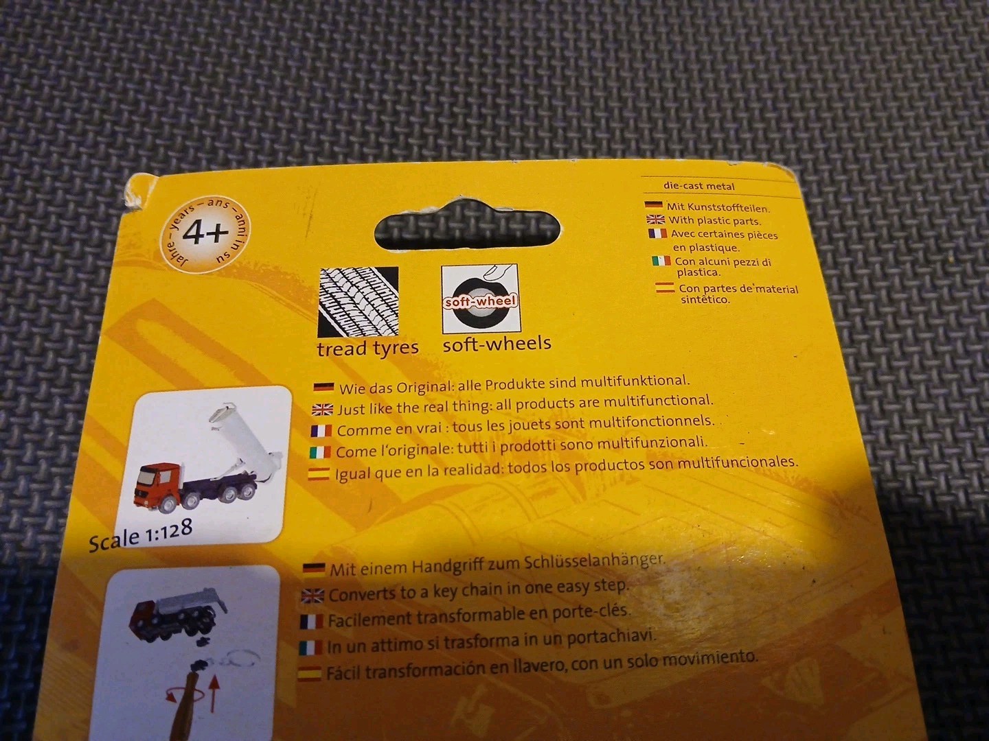 Bruder Toys 1:128 Mini Mercedes-Benz Actros Dump Truck / Cement Mixer Keychain