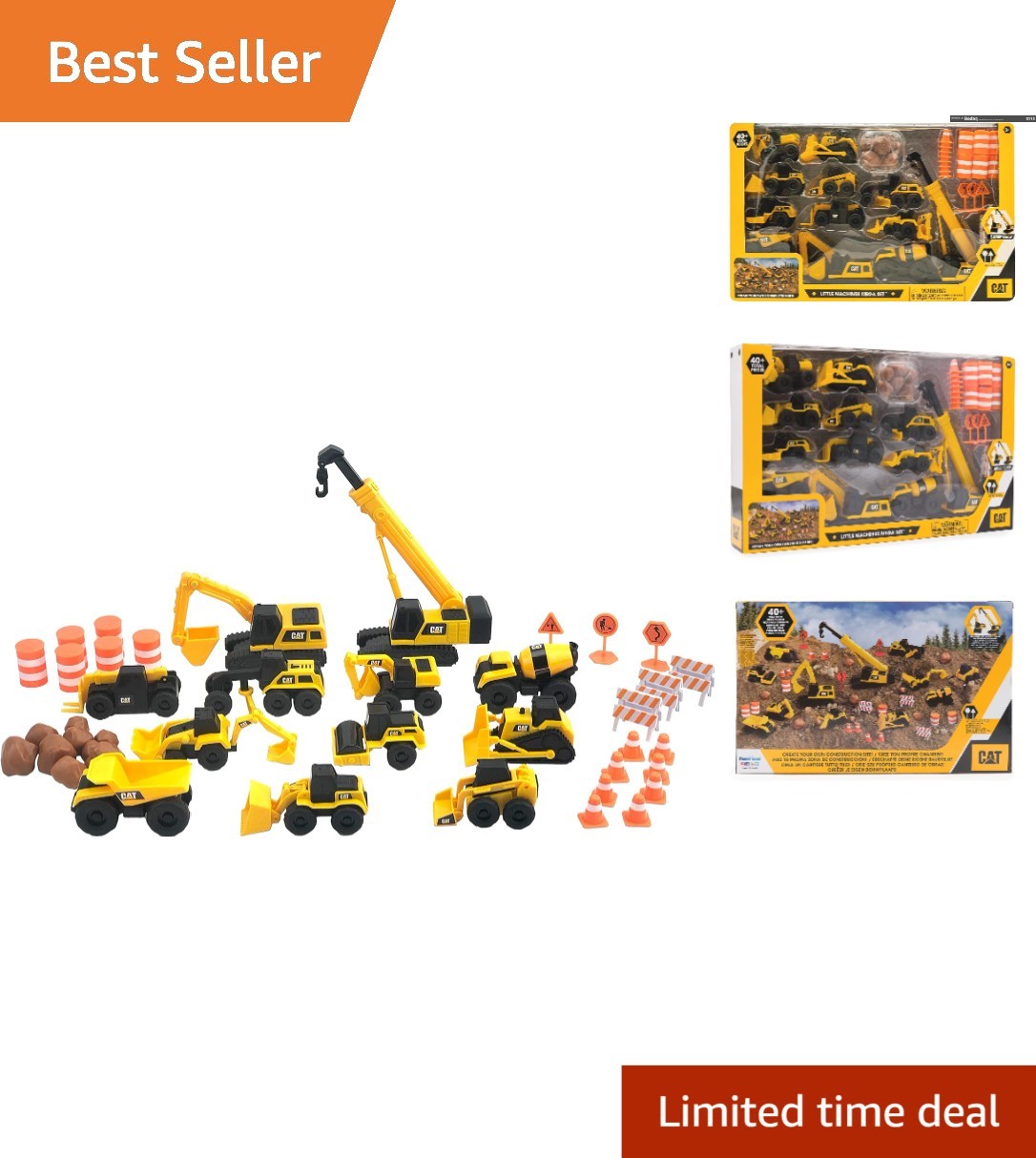 CAT Construction Mega Set: 41-Piece STEM Toy with XL Crane and Vehicles for Kids