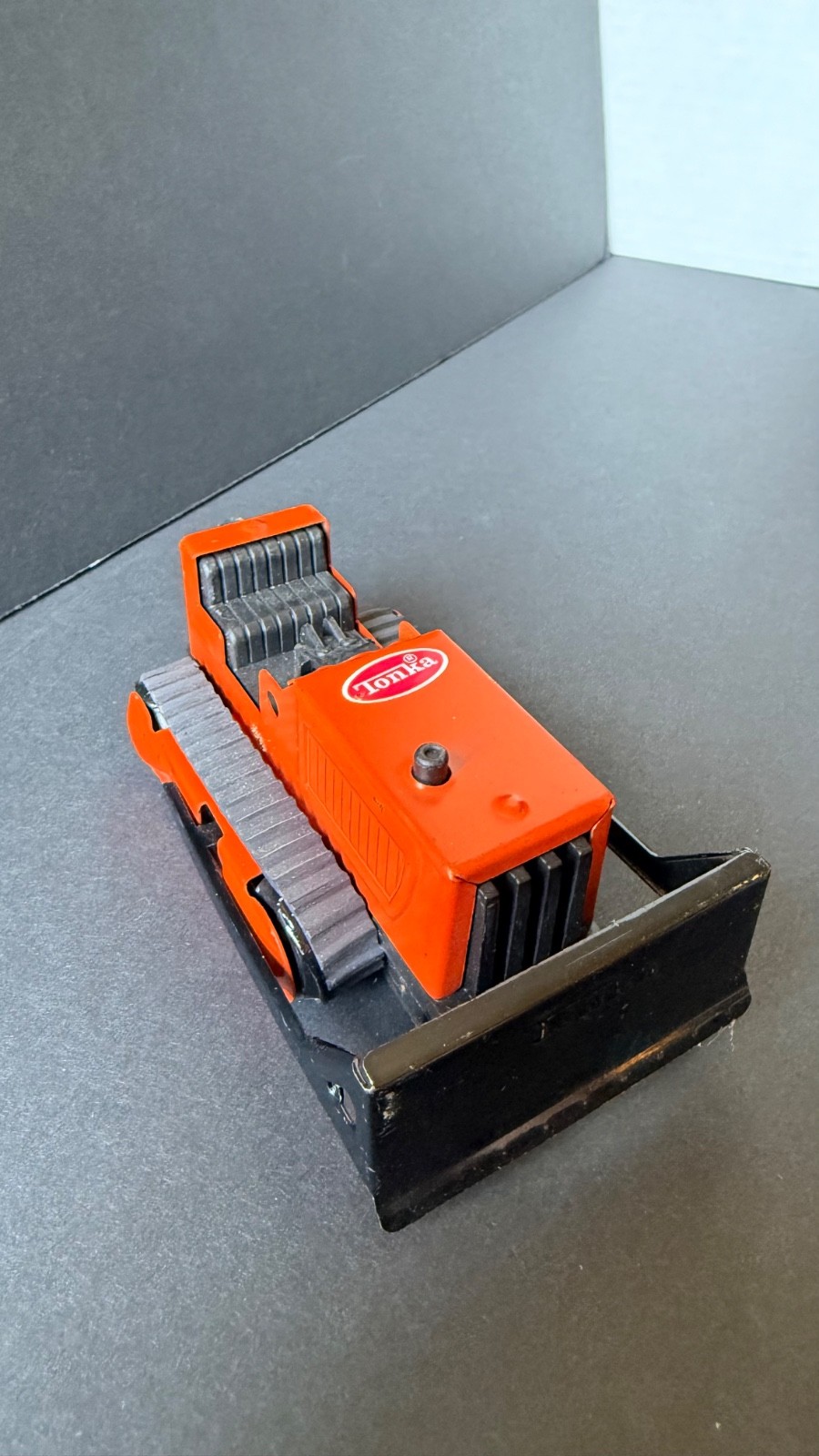 Vintage 1970s Tonka Mini 510 Bulldozer Dozer Orange Black Blade 4.5&Prime; Complete