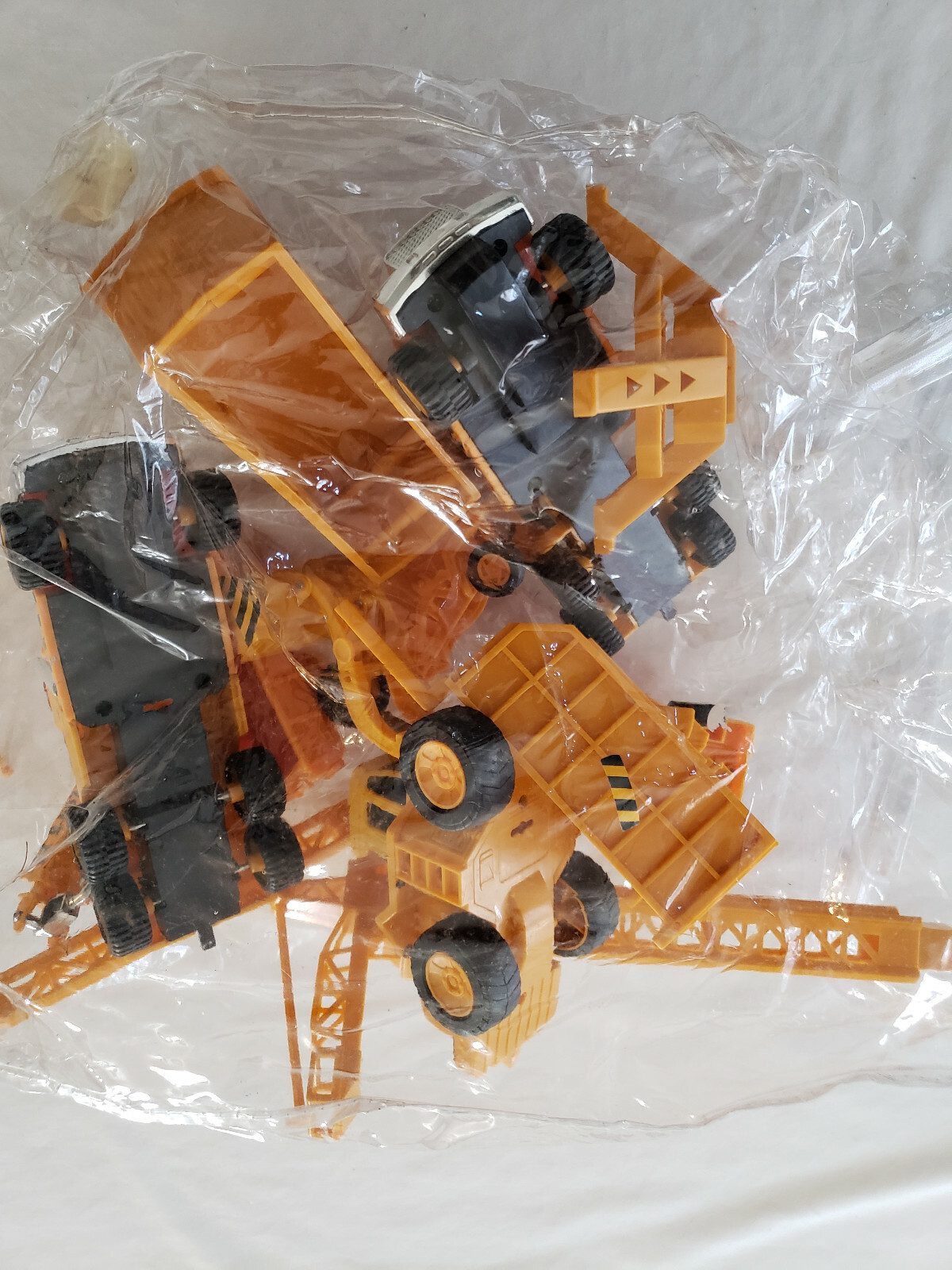 VTG 90&rsquo;S Plastic Yellow Construction Equipment SET: TRUCKS, CEMENT MIXER, ETC