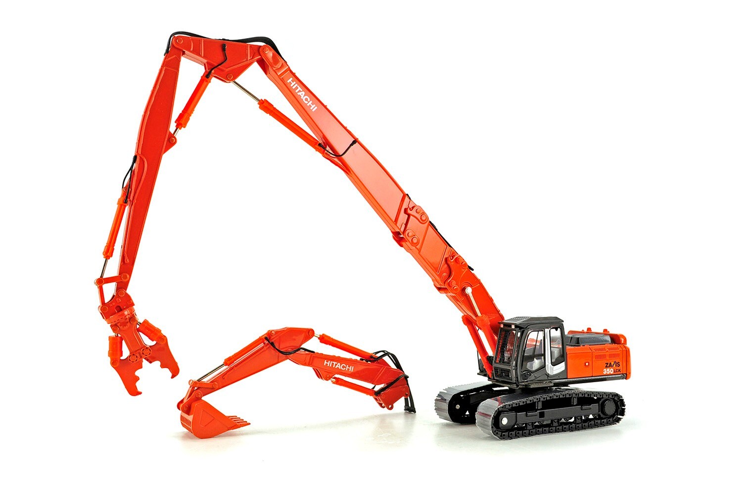 AMP SH104-3 Hitachi Zaxis 350LC Excavator w/Demo Boom & Bucket 1/50 Die-cast MIB