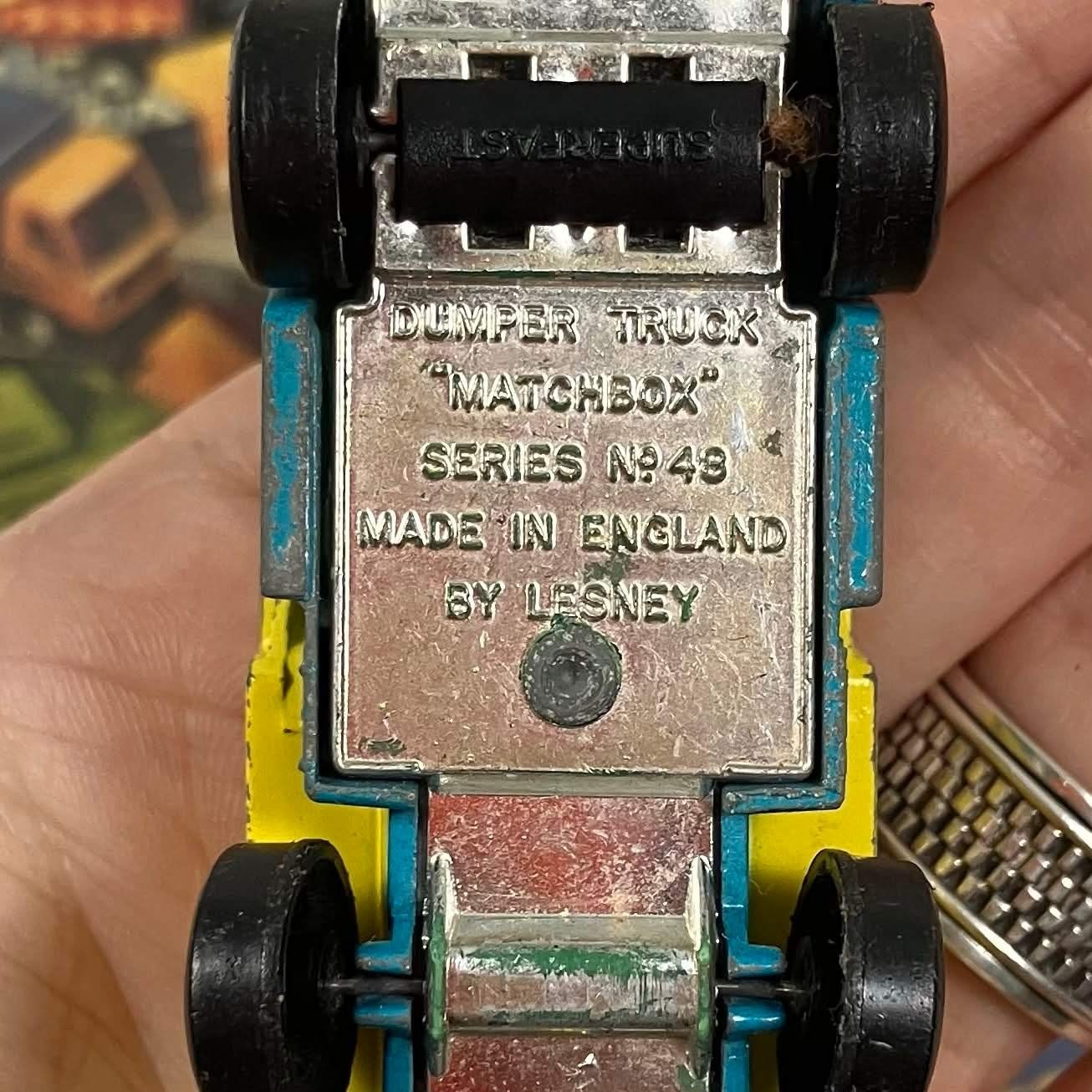 Matchbox Series No 48 Dumper Truck Lesney Made in England Blue Yellow Superfast