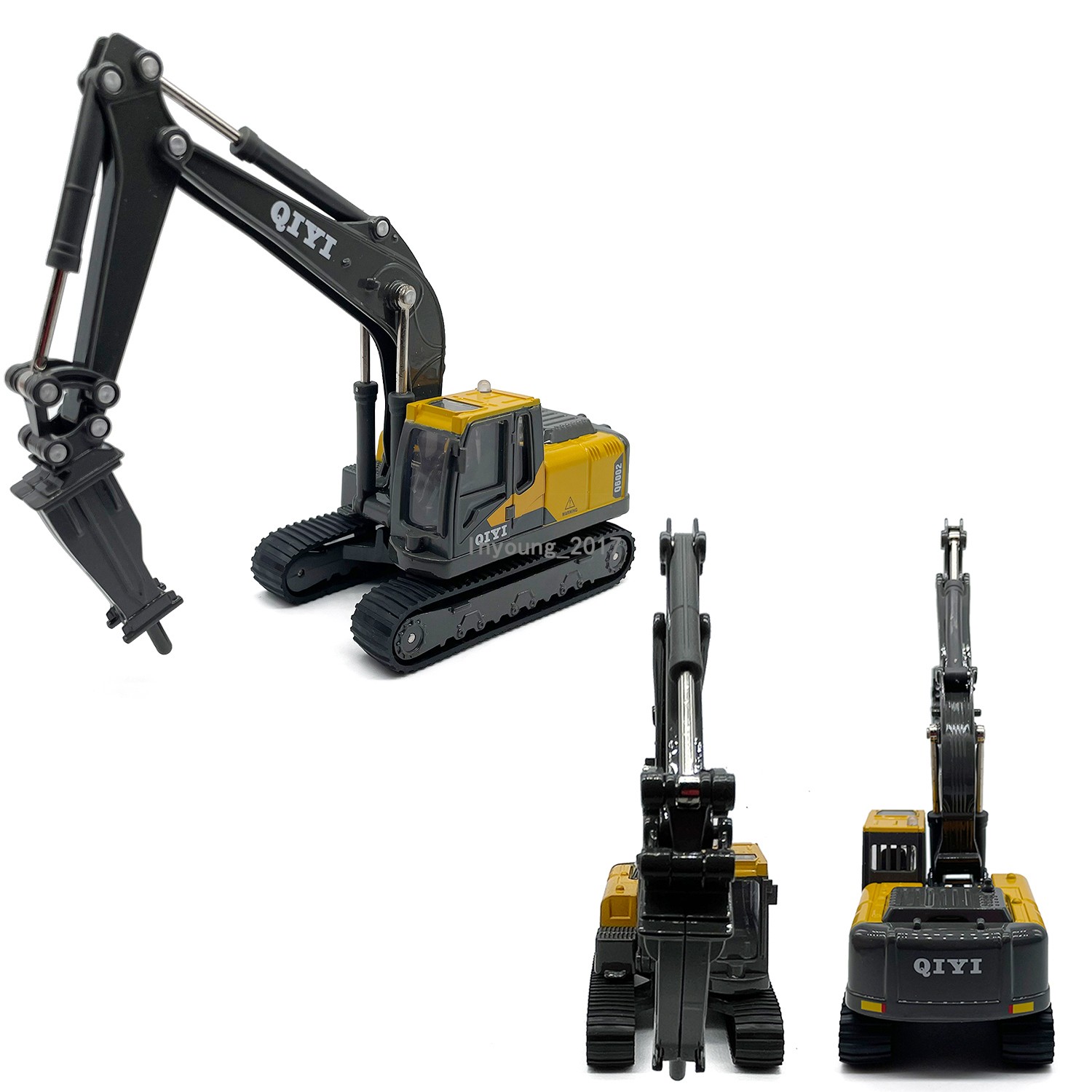 1/60 Drill Excavator Toy Construction Vehicle Diecast Toy Trucks for Boys Gray