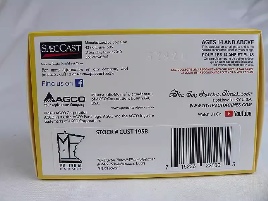 1:64 SpecCast ​CUST 1958 Toy Tractor Times MM G 750 Loader Duals Diecast Model