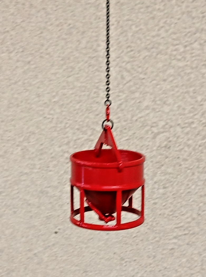 Concrete Bucket 3D Printed In Mammoet Red 1/50th, 1/48th.