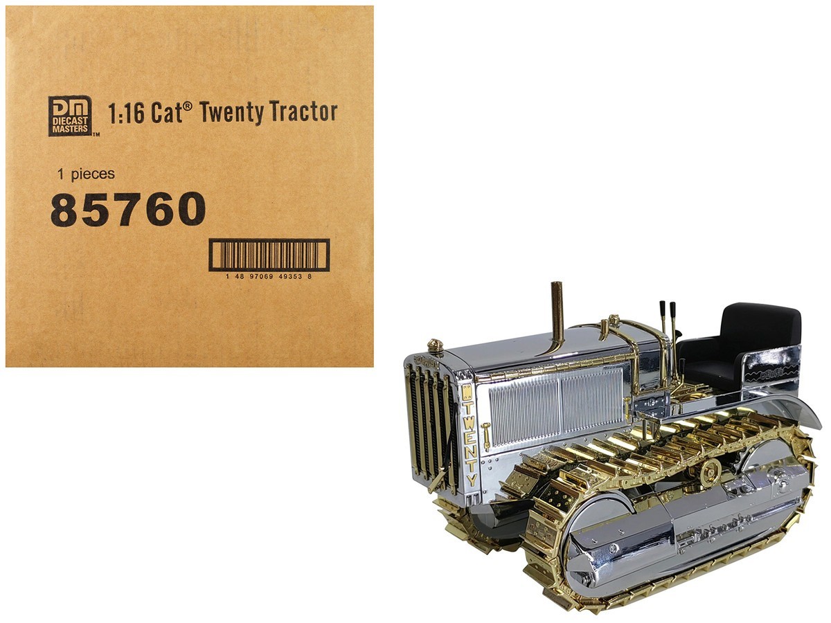 CAT Caterpillar Twenty Tractor 100th Anniversary Chrome & Gold 1:16 Diecast