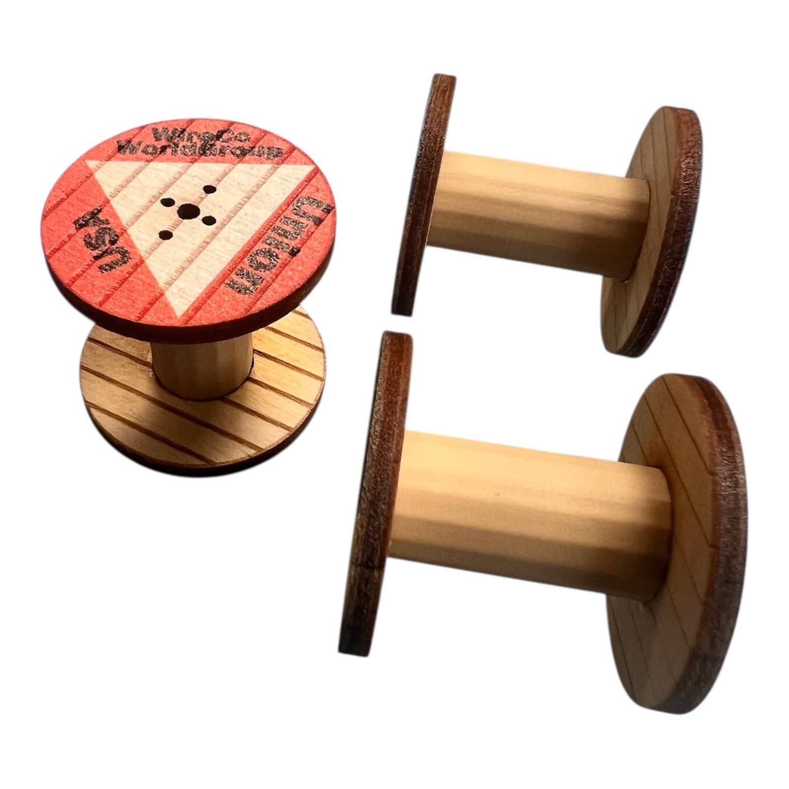 Set Of 3 Scale Model Wood Wire Rope Spool&rsquo;s 1:50 or O Scale.