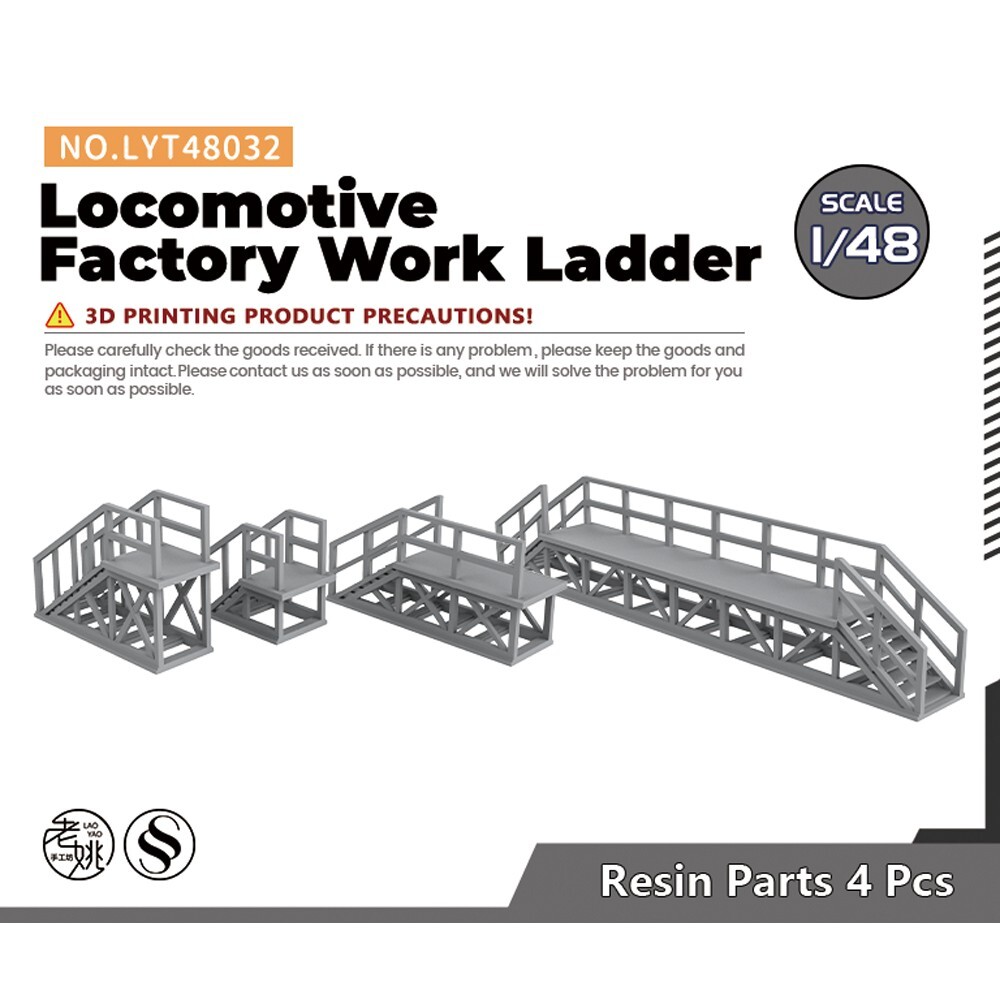 O Gauge 1/48 Locomotive Factory Work Step 4pcs Railroads Display Diorama Vehicle