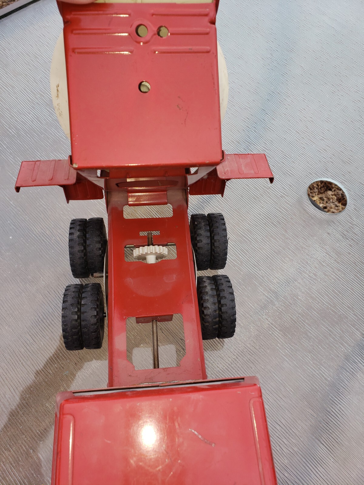 Lot Of 3 Vintage Tonka Yellow Car Carrier Hauler Pressed Steel Red Cement Mixer