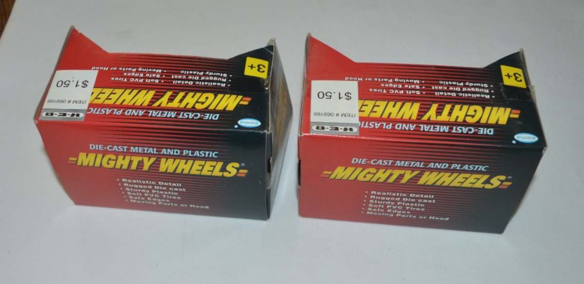 MIGHTY WHEELS MADE BY SOMA – YELLOW WHEEL LOADER & RED & BLACK TRUCK HAULER