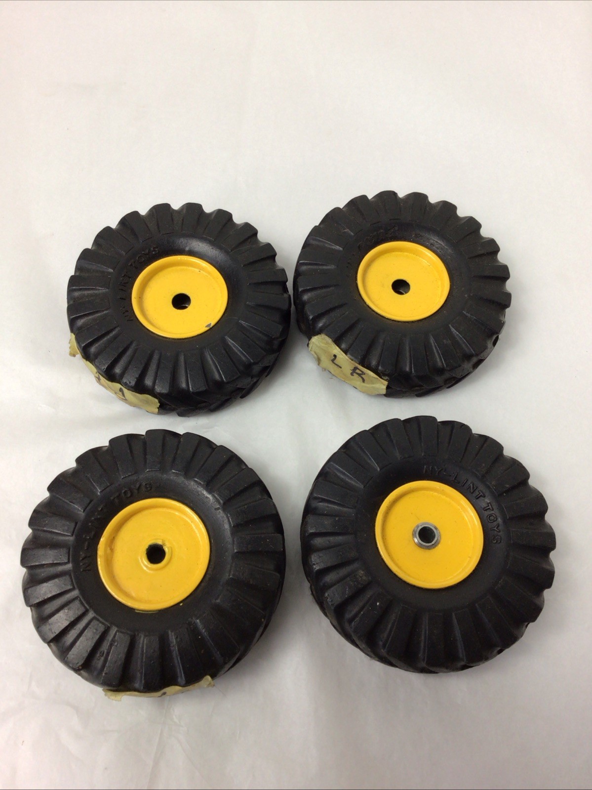 Vintage Nylint Wheels Black Rubber Tires & Metal Yellow Rims Payloader Gravel