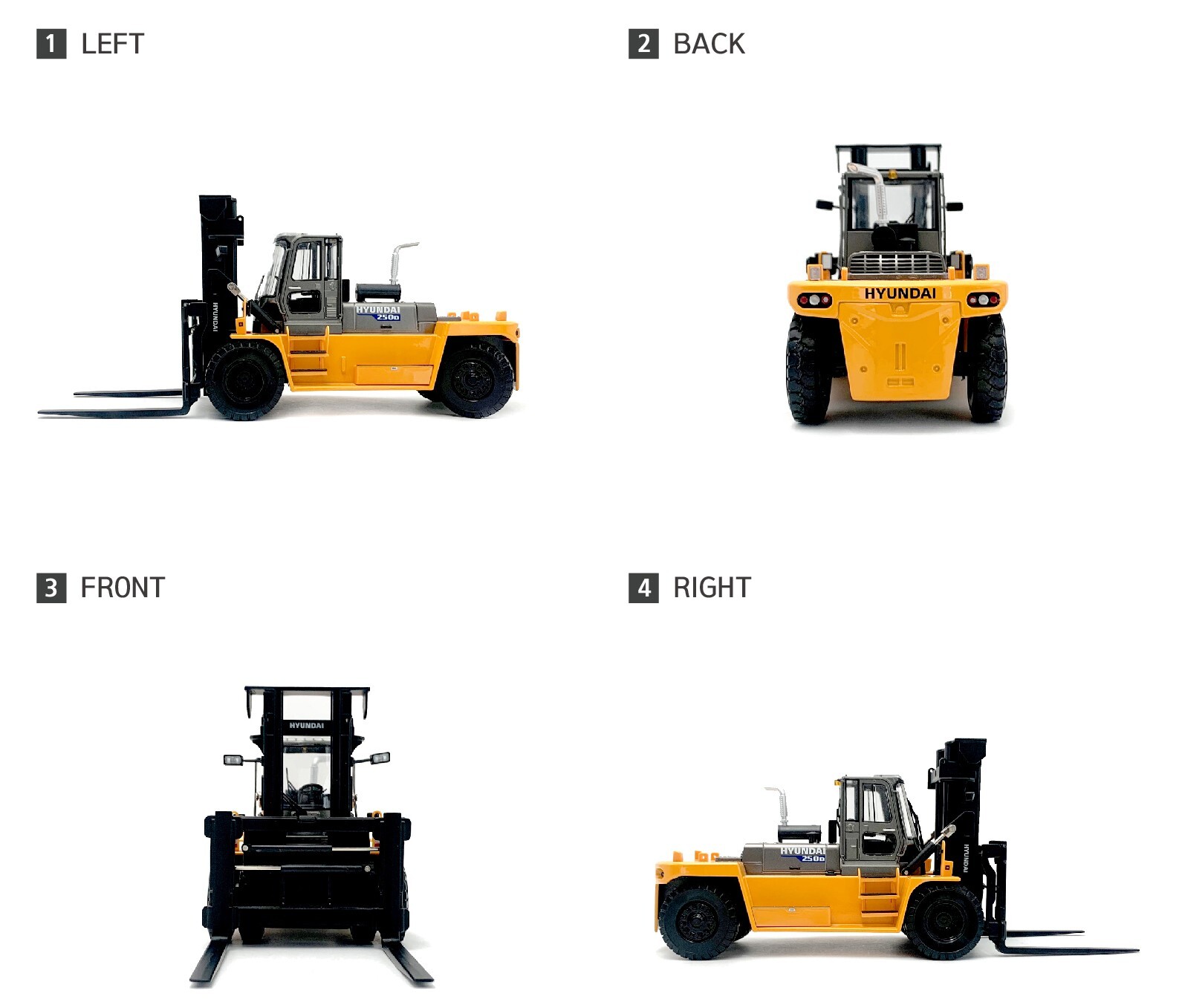 HYUNDAI 1/30 250D FORKLIFT TRUCK Die-cast Miniature Construction Vehicle Car set