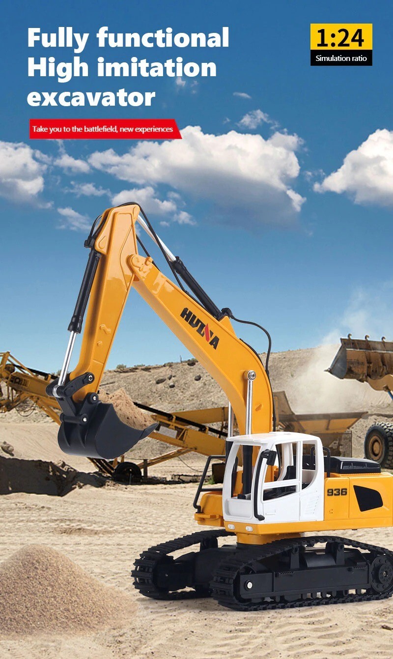 Huina 1:24 Remote Control Cars Trucks Simulation 6CH Excavator Gift For kids New