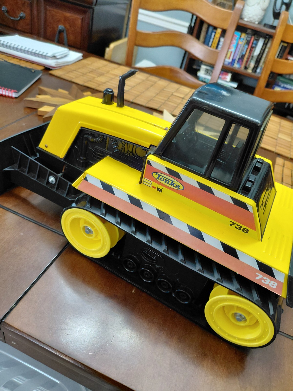 Vintage 1999 Tonka 738 Black And Yellow Bulldozer Metal And Plastic