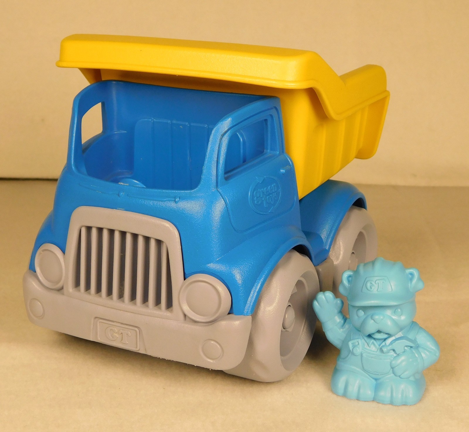 Green Toys GT Blue and Yellow Dump Truck with Figure Recycled Made in the USA